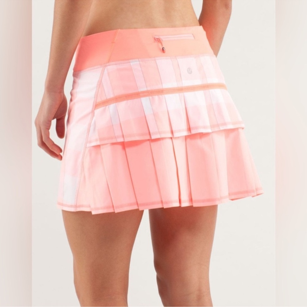 Lululemon Pace Setter Pleated Pink Tie Dye Bleached Coral Pink sz 10